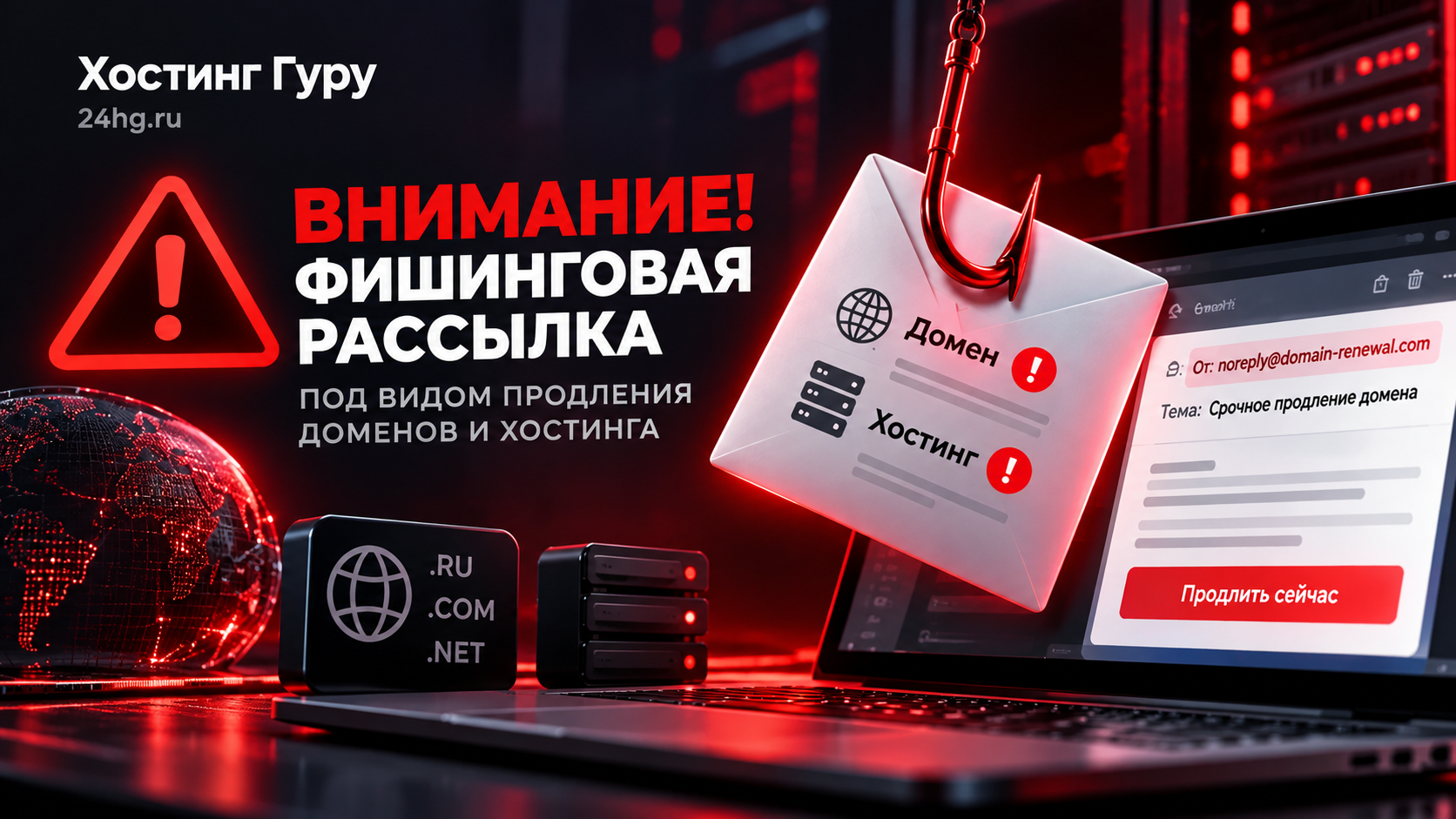 ⚠️ ВНИМАНИЕ! Массовая фишинговая рассылка под видом продления доменов и хостинга