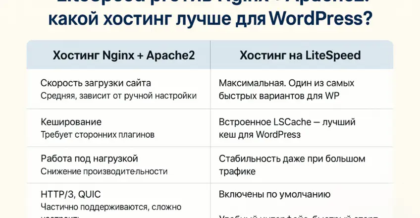 🚀 LiteSpeed против Nginx + Apache2: какой хостинг лучше для WordPress?